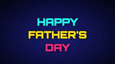 Happy Fathers Day Glowing Text Transition on Blue Background Stock Footage 337227635
