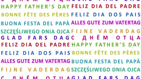 Happy fathers day multilingual pattern motif seamless video Stock Footage 334056308