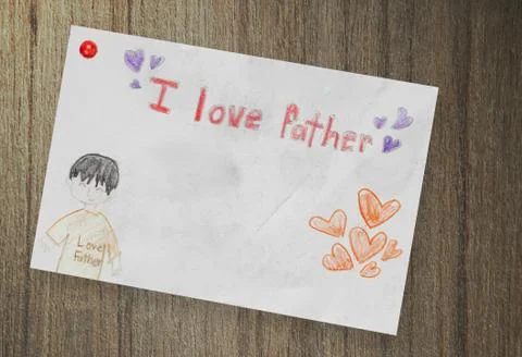 Happy father's day, paper on wood background Stock Photos