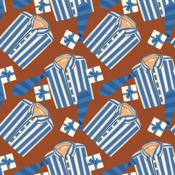 Happy father's day pattern with shirts and gift boxes for celebration design Stock Illustration