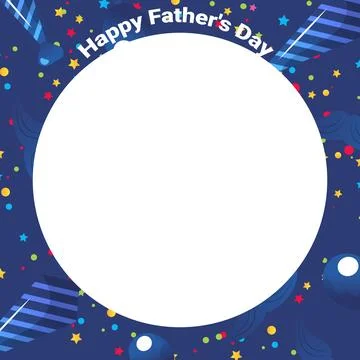 Happy Fathers day, vector cartoon square frame Stock Illustration