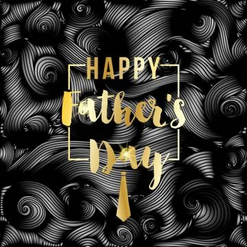 Happy Father's Day vector greeting card. Gold message on black abstract backdrop Stock Illustration