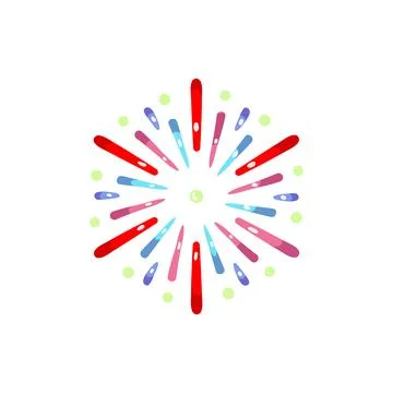 Happy firework cartoon vector illustration Stock Illustration