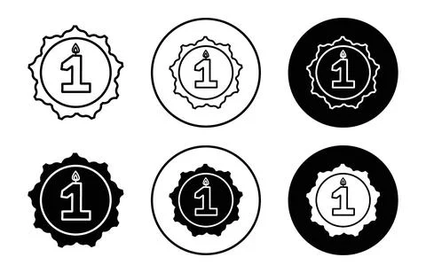 Happy first birthday vector icon mark set symbol for web application Stock Illustration