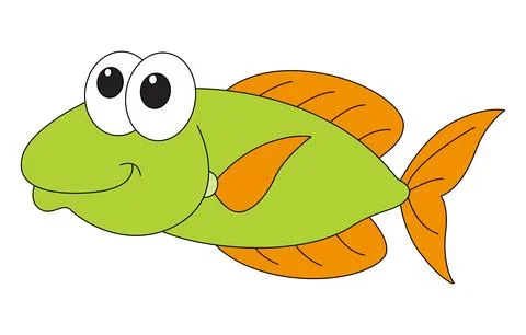Happy fish isolated on a white background Stock Illustration