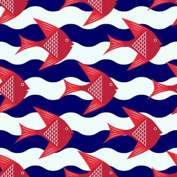 Happy fish pattern Stock Illustration