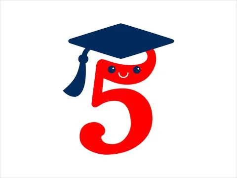 Happy five grades in a Educational cap Illustrazione stock