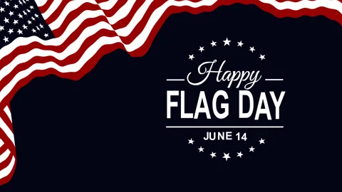 Happy Flag Day June 14 USA Patriotic Waving American Flag Background Animati Stock Footage 334595264