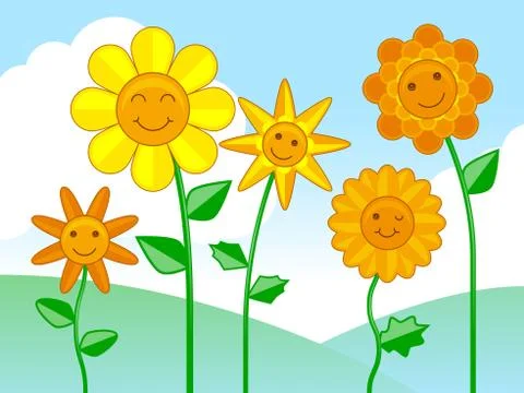 Happy flowers Stock Illustration