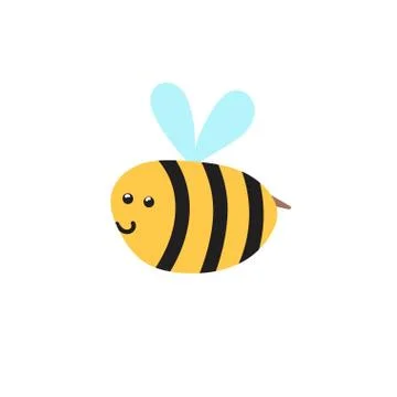 Happy flying bee isolated element. Insect character for kids design Illustrazione stock