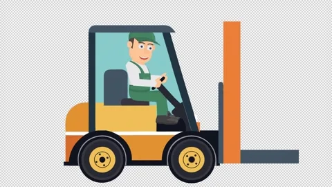 Happy forklift operator. Forklift control animation. Cartoon Stock Footage 320661050