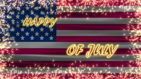 Happy fourth of july greetings in bright and glowing light with waving usa .. Stock Footage 310399069