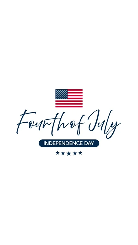 Happy Fourth of July Independence Day greeting calligraphy text with USA flag Video stock 336048573