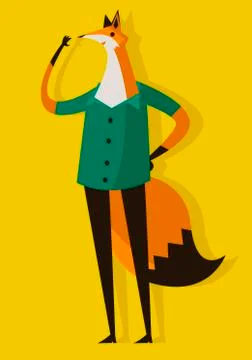 Happy fox character Stock Illustration
