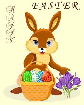 Happy fox congratulates on Easter Stock Illustration