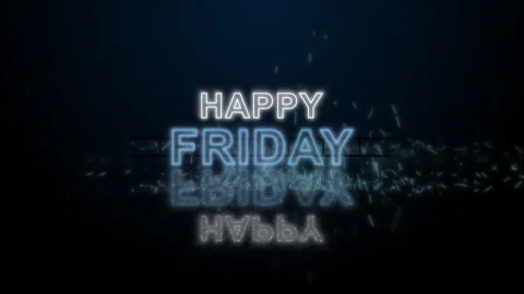 Happy Friday neon light reflection on dark background Stock Footage 325040237