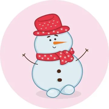 Happy friendly smiling snowman Stock Illustration