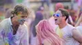 Happy friends enjoying positive atmosphere at festival, shaking heads, clapping 4k or 4k+ Resolution