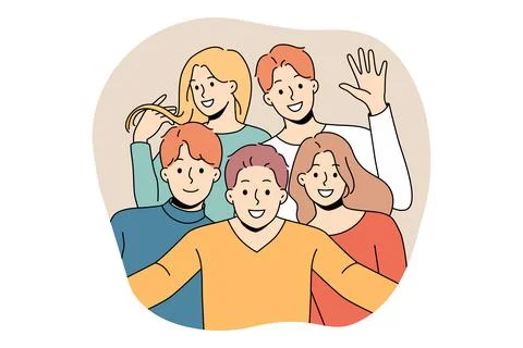 Happy friends posing together イラスト素材