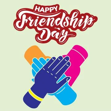 Happy Friendship Day vector Typography with friends handeps Stock Illustration