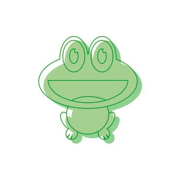 Happy frog cartoon face. Vector Stock Illustration