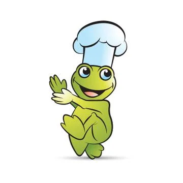 Happy frog clapping with chef hat Stock Illustration