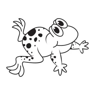 Happy frog crawling in outline Stock Illustration