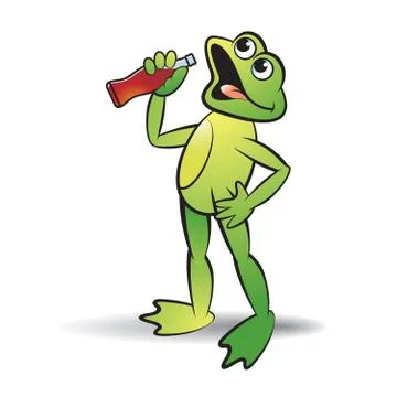 Happy frog drinking Stock Illustration