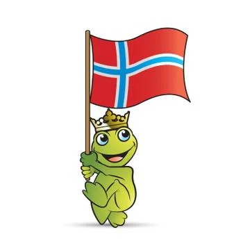 Happy frog holding norway flag Stock Illustration