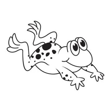 Happy frog leaping in outline Stock Illustration