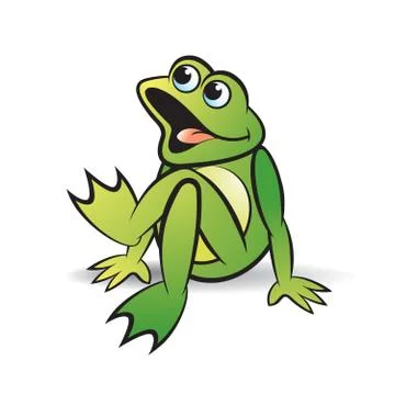Happy frog sitting on floor Stock Illustration