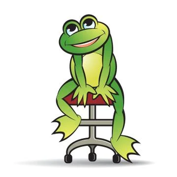 Happy frog sitting on stool Illustrazione stock