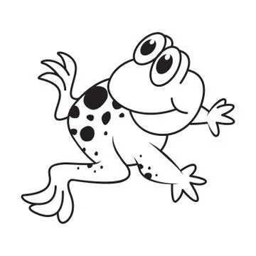 Happy frog turn back in outline Stock Illustration