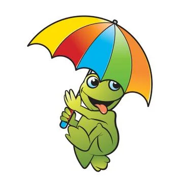 Happy frog with umbrella Stock Illustration