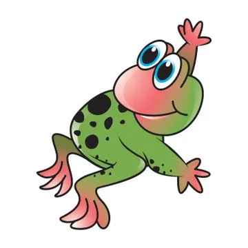 Happy frog waving hand Stock Illustration