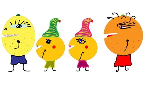 Happy fruit characters vector Stock Illustration