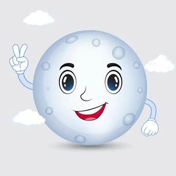 Happy Full moon cartoon design icon. Smile moon cartoon character vector Stock Illustration