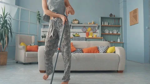 Happy fun young women dancing and housekeeping kitchen clean. Stock Footage