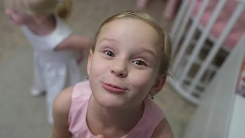 Happy funny children having fun at home. Happy family. Portrait of smiling Stock Footage 145487570