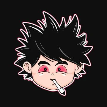 Happy funny guy with joint. Vector hand drawn cartoon kawaii character Stock Illustration