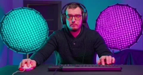 Happy Gamer Play Computer Pc Stock Footage 273507772