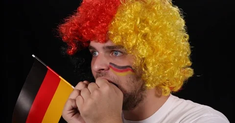 Happy German Supporter Man Excited Results Cheerful Sport Smile Shouting Ovation Stock Footage