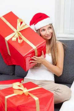 Happy to get that perfect present Stock Photos