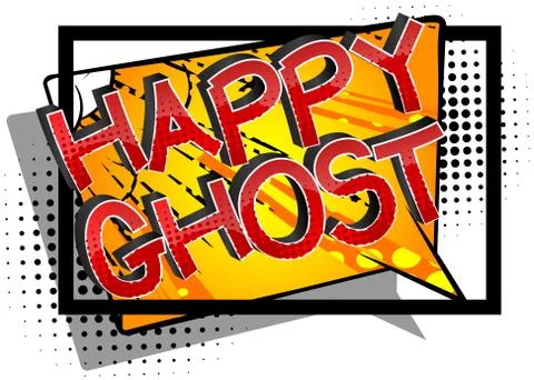 Happy Ghost Comic book style cartoon words on abstract colorful comics backgr Stock-Illustration