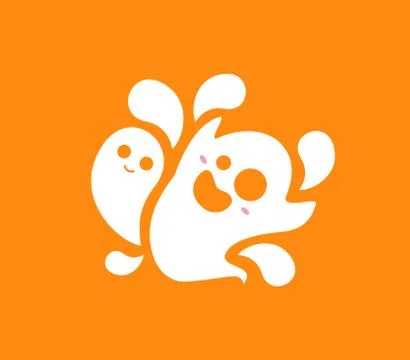 Happy ghost in orange background Stock Illustration