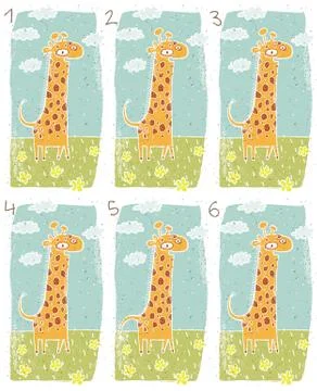 Happy Giraffe Visual Game Stock Illustration