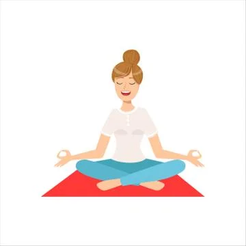 Happy Girl Doing Yoga Asana In Fitness Class, Part Of Women Different Lifestyles Stock Illustration