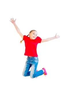 Happy girl jumping Stock Photos