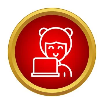Happy girl studying computer technology learning online education Stock Illustration