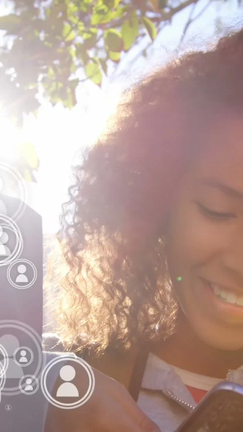 Happy girl using her mobile phone 4k Stock Footage 342097510